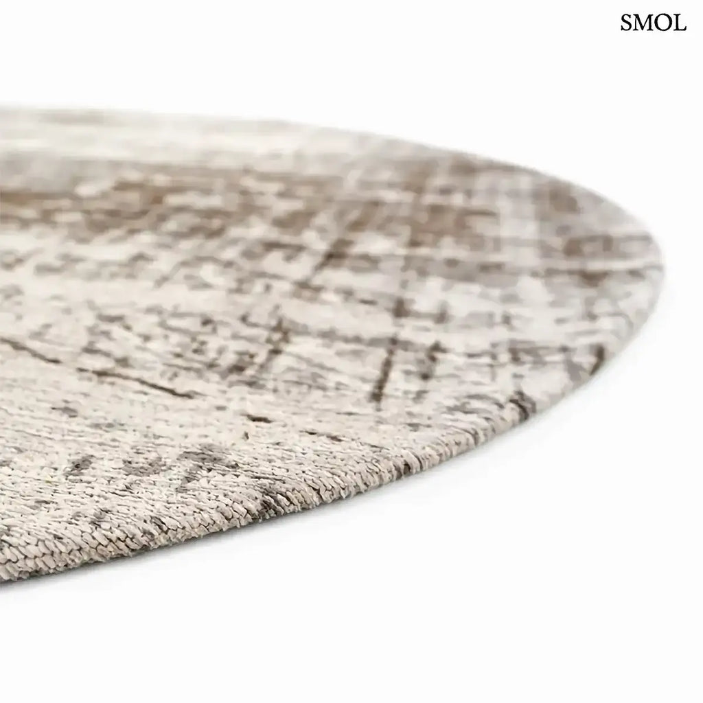 ECO RUG CONCRETE JUNGLE szürke absztrakt mintás szőnyeg, kerek formában, vastagság nagyítva
