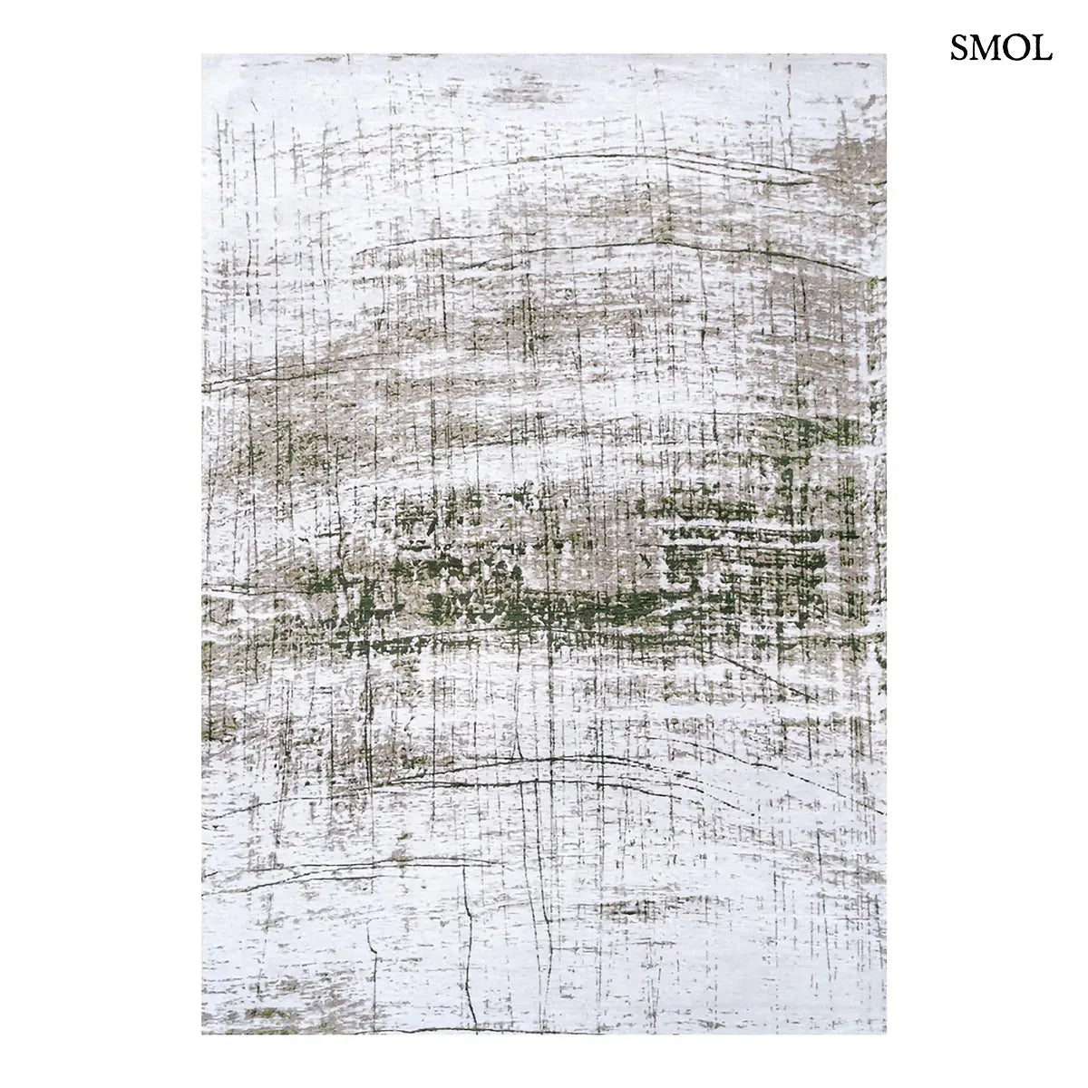 ECO RUG CENTRAL GREEN sötétzöld absztrakt mintás szőnyeg, fehér háttérrel