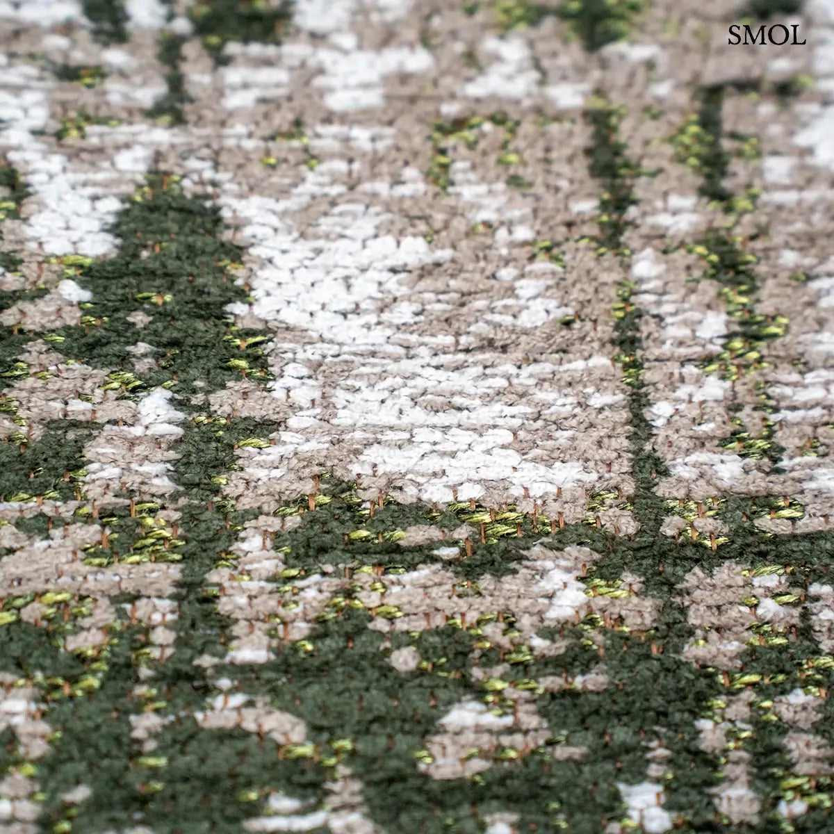 ECO RUG CENTRAL GREEN sötétzöld absztrakt mintás szőnyeg, textúra nagyítva