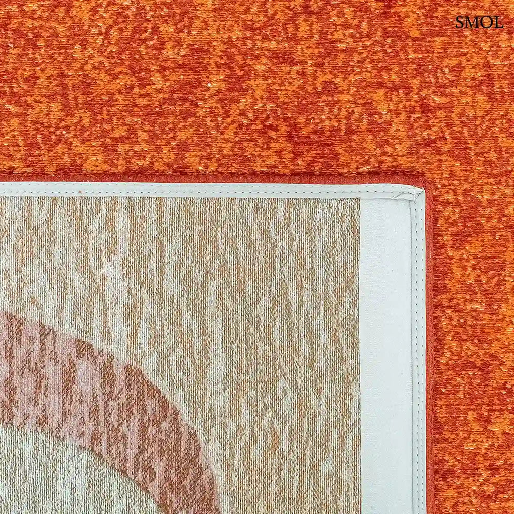 ECO RUG KANELL piros absztrakt mintás szőnyeg, felhajtott sarokkal