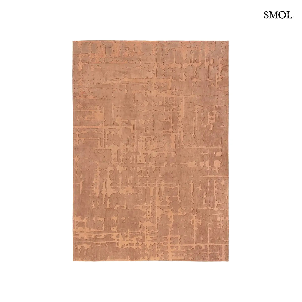 ECO RUG COPPER baobab mintás szőnyeg barna tónusokban, kéregszerű afrikai textúrával, fehér háttérrel