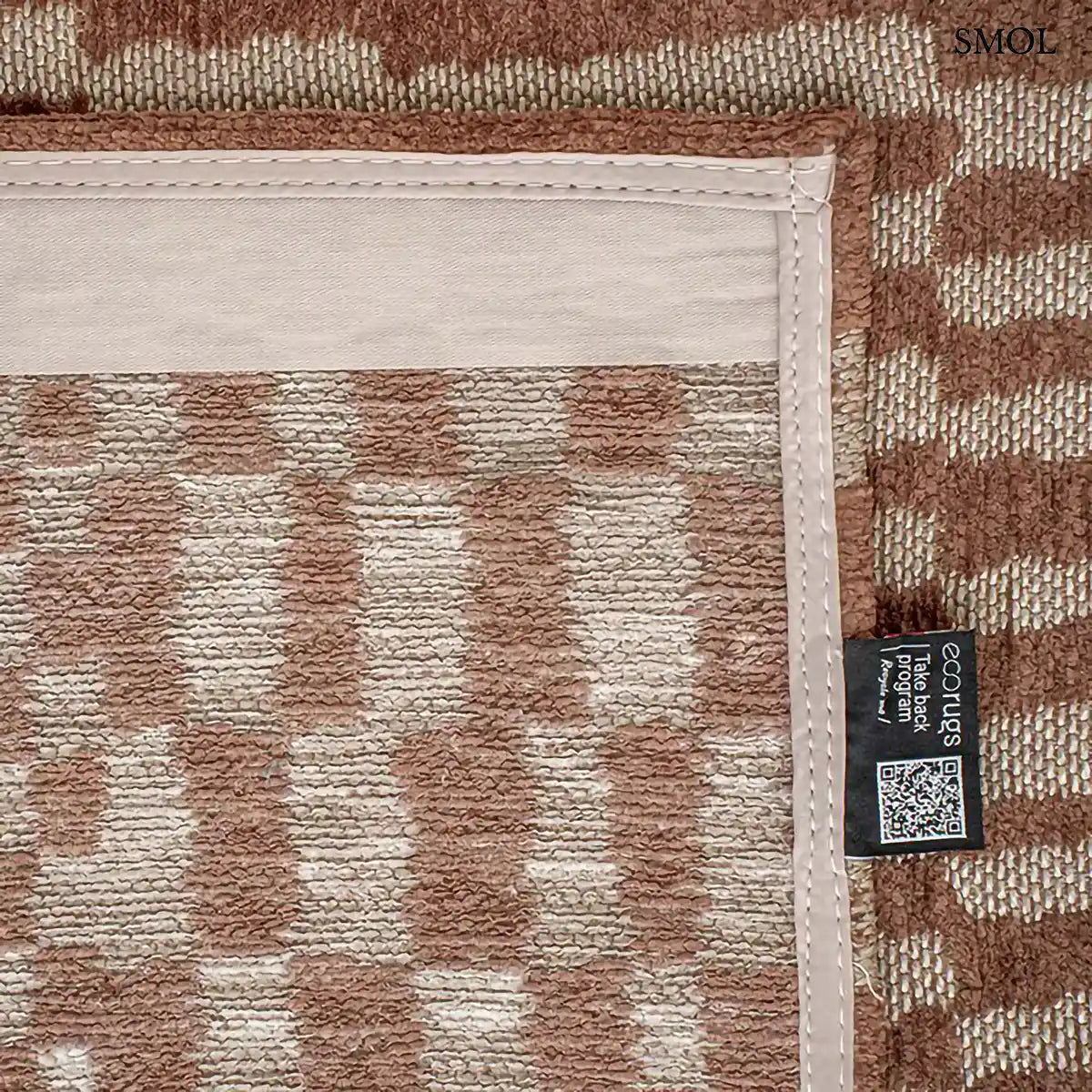 ECO RUG KSAR barna berber mintás szőnyeg Beni Ouarain mintával, lapos szövés, 3 mm – kül- és beltéri, felhajtott sarokkal, alulról, csúszásgátlóval