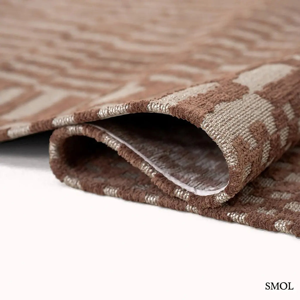 ECO RUG KSAR barna berber mintás szőnyeg Beni Ouarain mintával, lapos szövés, 3 mm – kül- és beltéri, hullámosra hajtogatva