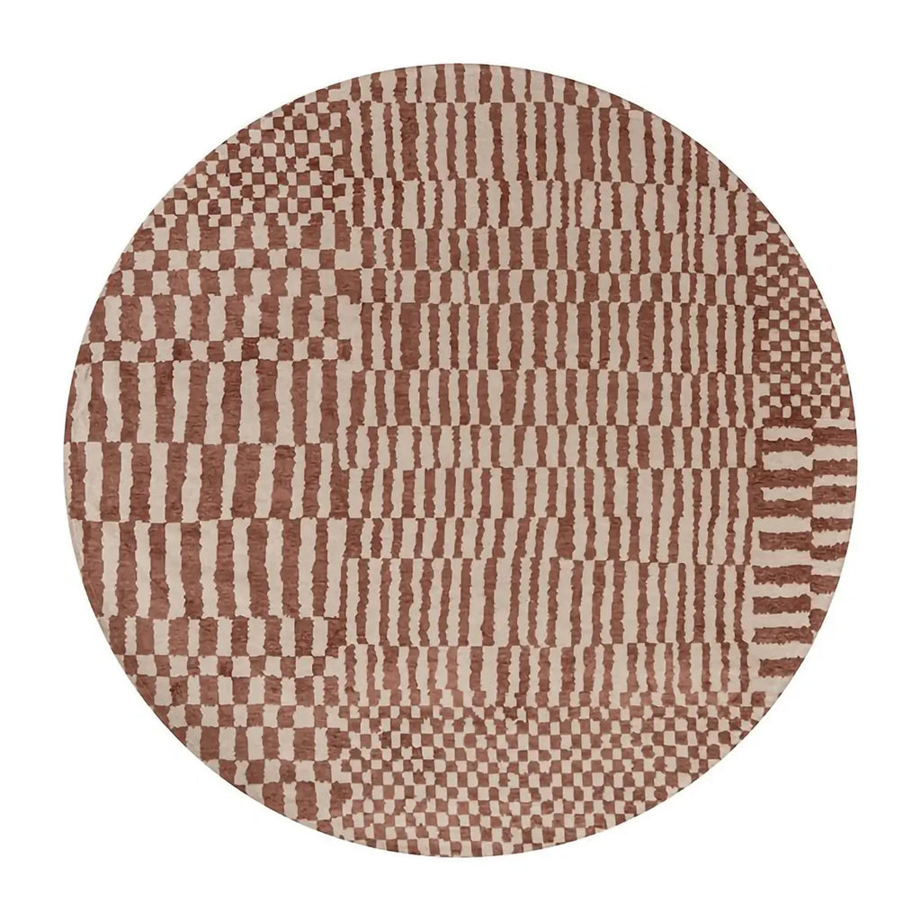 ECO RUG KSAR barna berber mintás szőnyeg Beni Ouarain mintával, lapos szövés, 3 mm – kül- és beltéri, kerek formában
