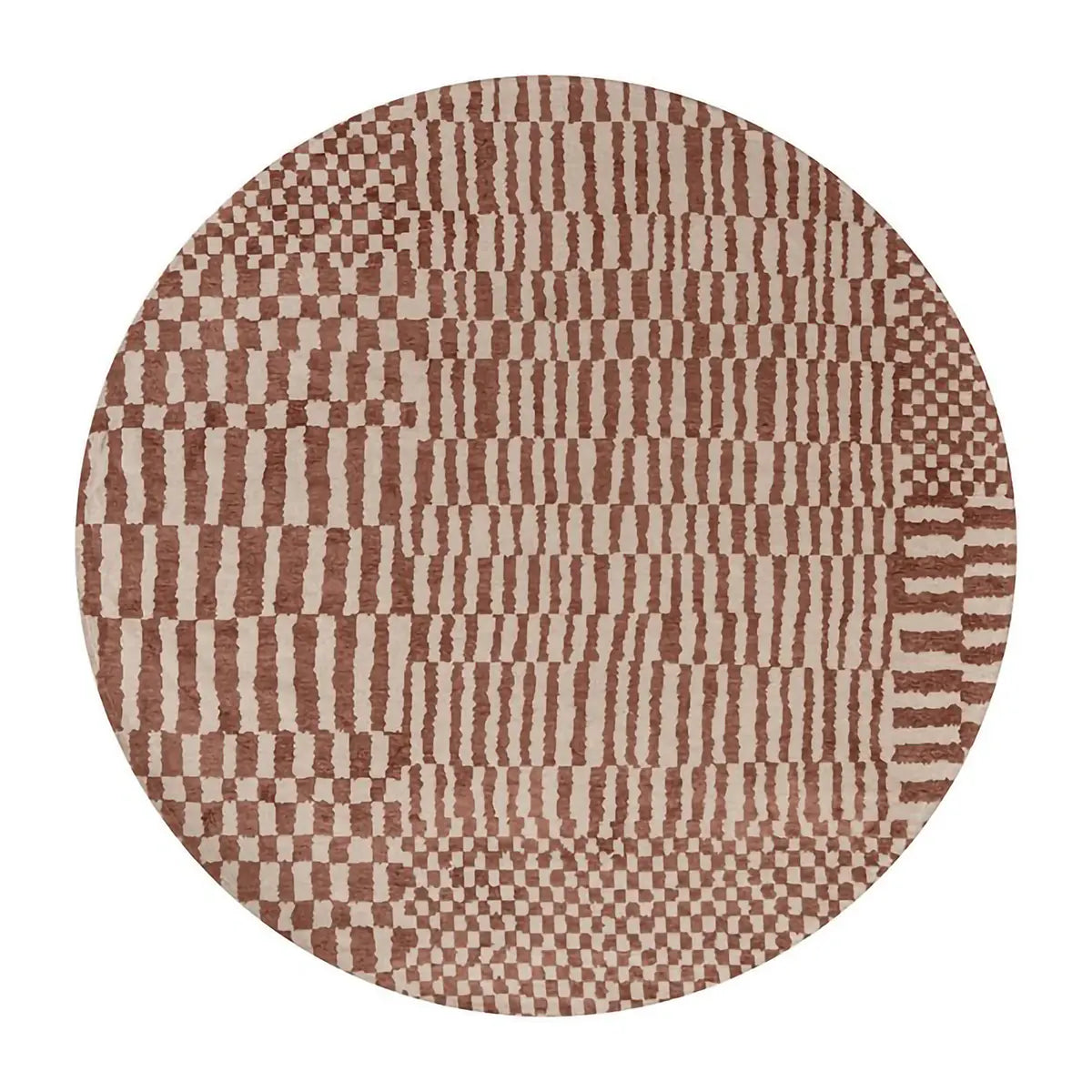 ECO RUG KSAR barna berber mintás szőnyeg Beni Ouarain mintával, lapos szövés, 3 mm – kül- és beltéri, kerek formában