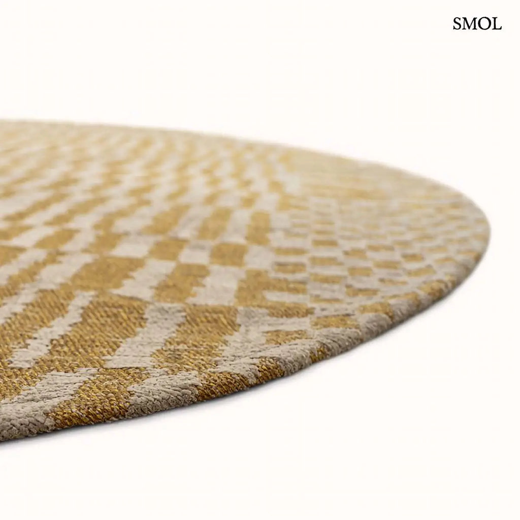 ECO RUG ERG meleg sárga berber mintás szőnyeg, kerek formában, vastagság