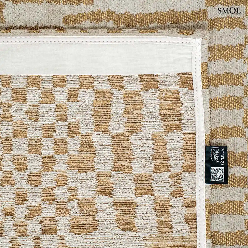 ECO RUG ERG meleg sárga berber mintás szőnyeg, felhajtott sarokkal