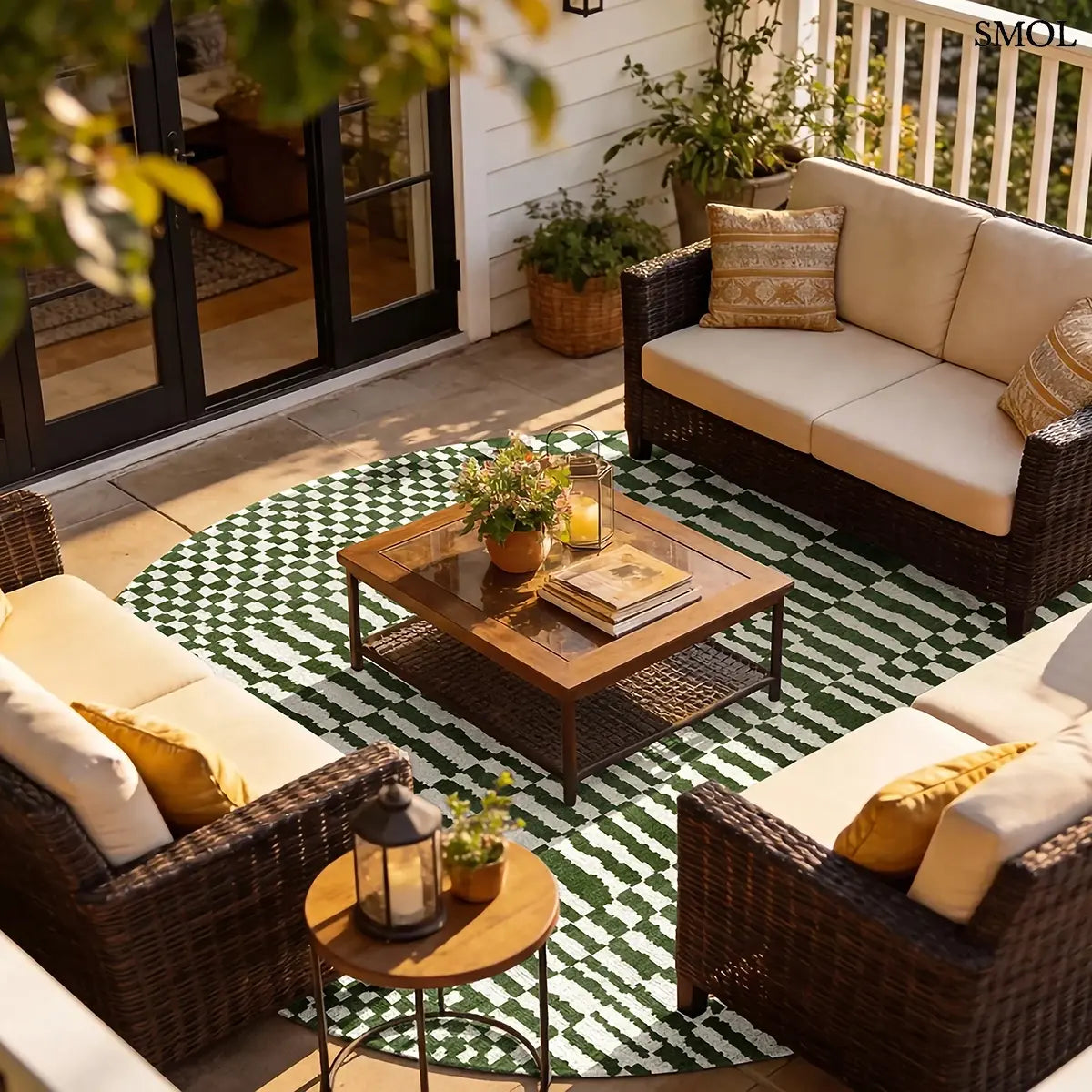 ECO RUG OASIS zöld berber mintás szőnyeg marokkói minimál mintával, lapos szövés, 3 mm – kül- és beltéri, teraszon