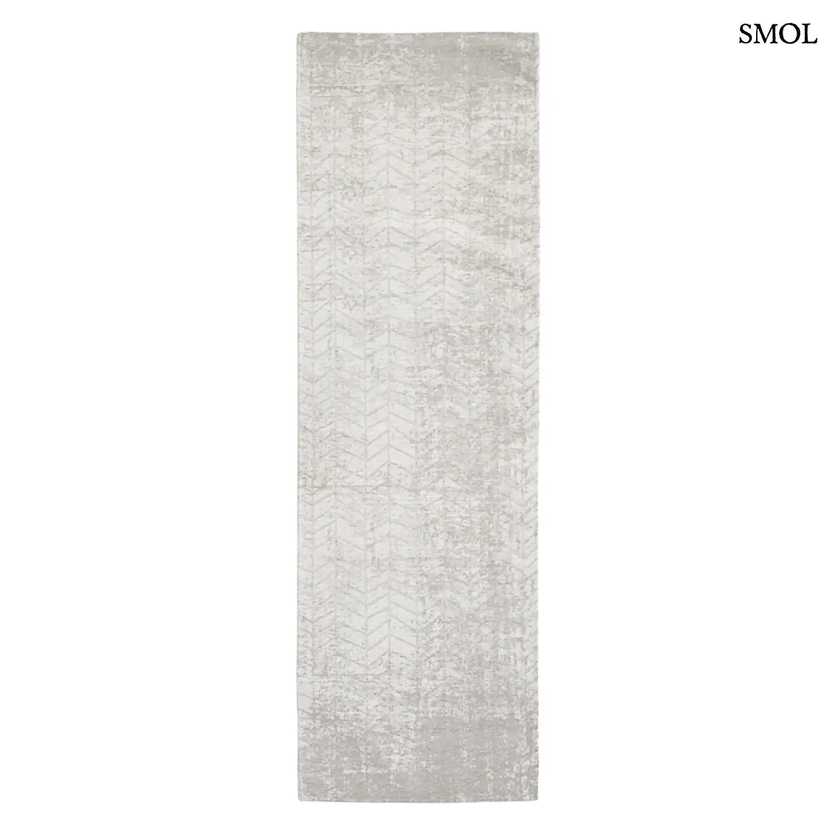 ECO RUG WHITE PLAINS ezüstszürke chevron mintás szőnyeg csillogó létraszerű geometrikus csíkokkal, lapos szövés, 3 mm – kül- és beltéri, futó szőnyegként