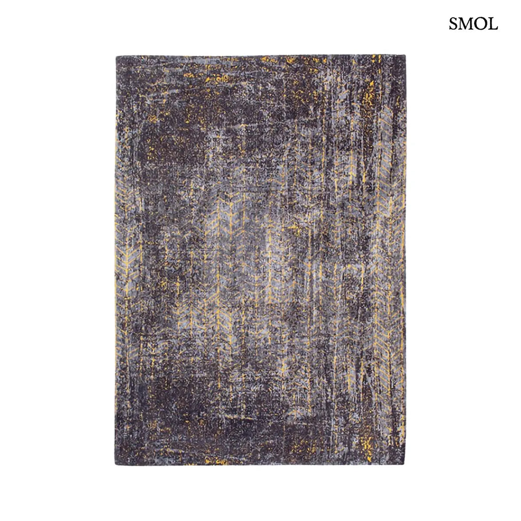 ECO RUG BROADWAY GLITTER chevron mintás szőnyeg fekete-arany kombinációban, csillogó felülettel, pamut-poliészter, fehér háttérrel