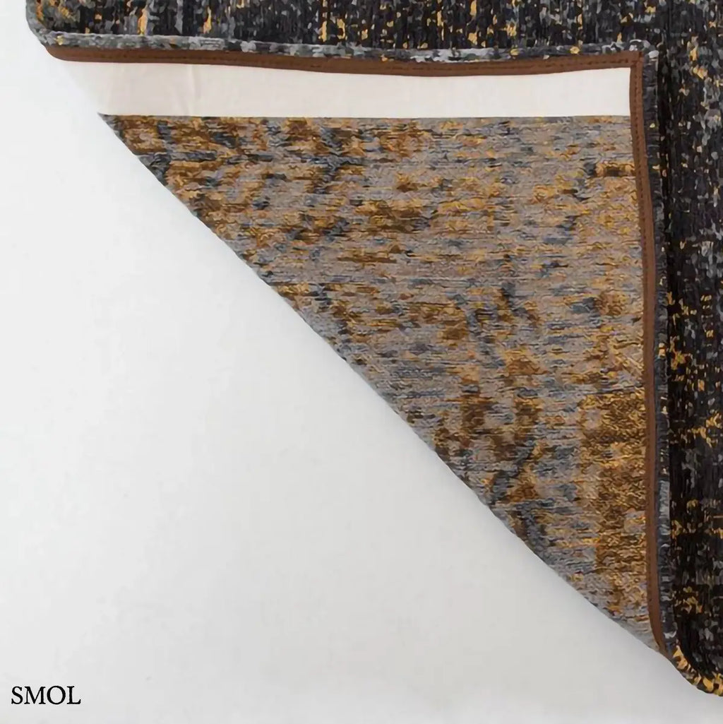 ECO RUG BROADWAY GLITTER chevron mintás szőnyeg fekete-arany kombinációban, csillogó felülettel, pamut-poliészter, sarok felhajtva