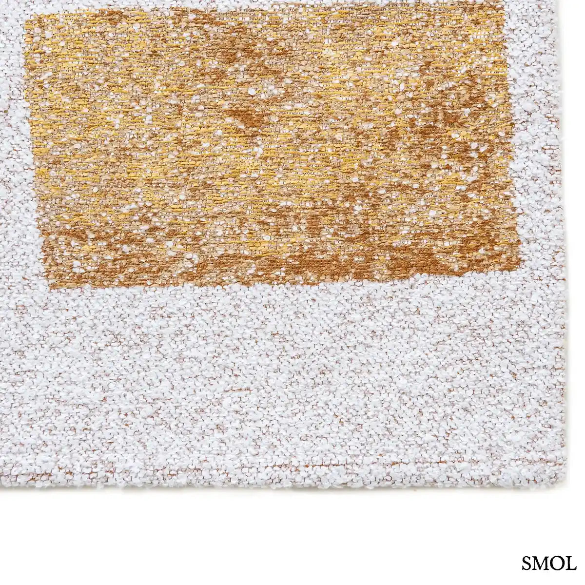 ECO RUG NUGGETS bézs-arany geometrikus szőnyeg bolyhos texturált felülettel, kubista kocka mintával, 5 mm, szegély nagyítva