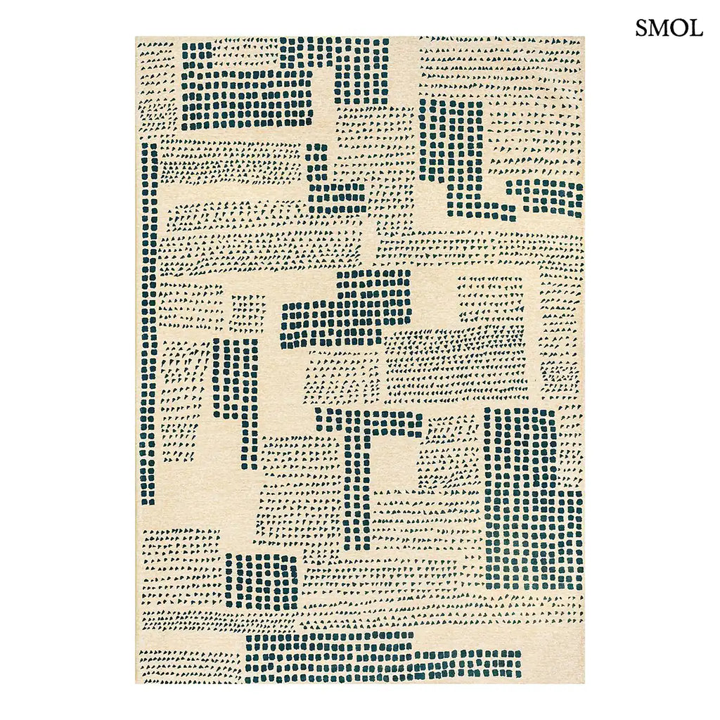 ECO RUG SCOTS PINE geometrikus szőnyeg kék-bézs kombinációban, lapos szövés, 3 mm – kül- és beltéri, fehér háttérrel