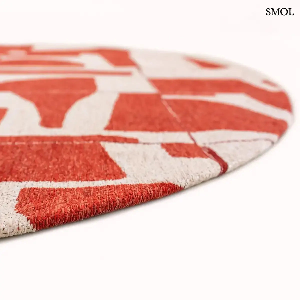 ECO RUG RUST piros geometrikus mintás szőnyeg, kerek formában, vastagsággal