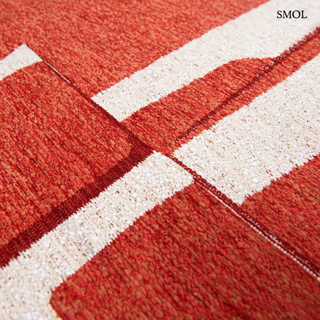 ECO RUG RUST piros geometrikus mintás szőnyeg, minta nagyítva