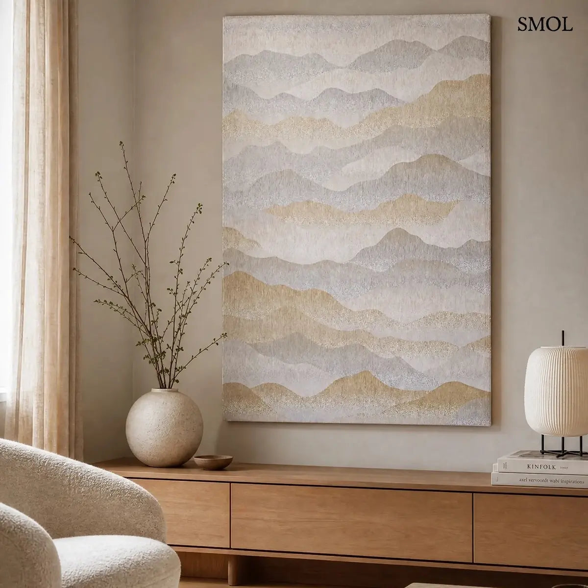 ECO RUG SUMMER bézs-szürke himalájai tájkép mintás szőnyeg, lapos szövés, 3 mm – kül- és beltéri, falon, nappaliban