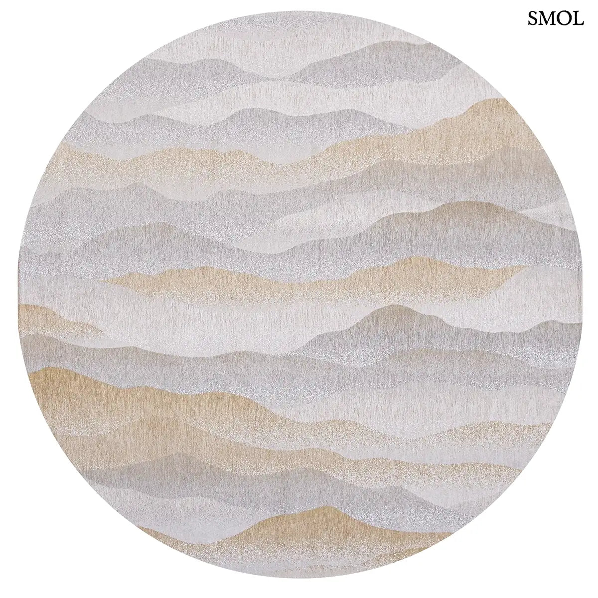 ECO RUG SUMMER bézs-szürke himalájai tájkép mintás szőnyeg, lapos szövés, 3 mm – kül- és beltéri, kerek formában