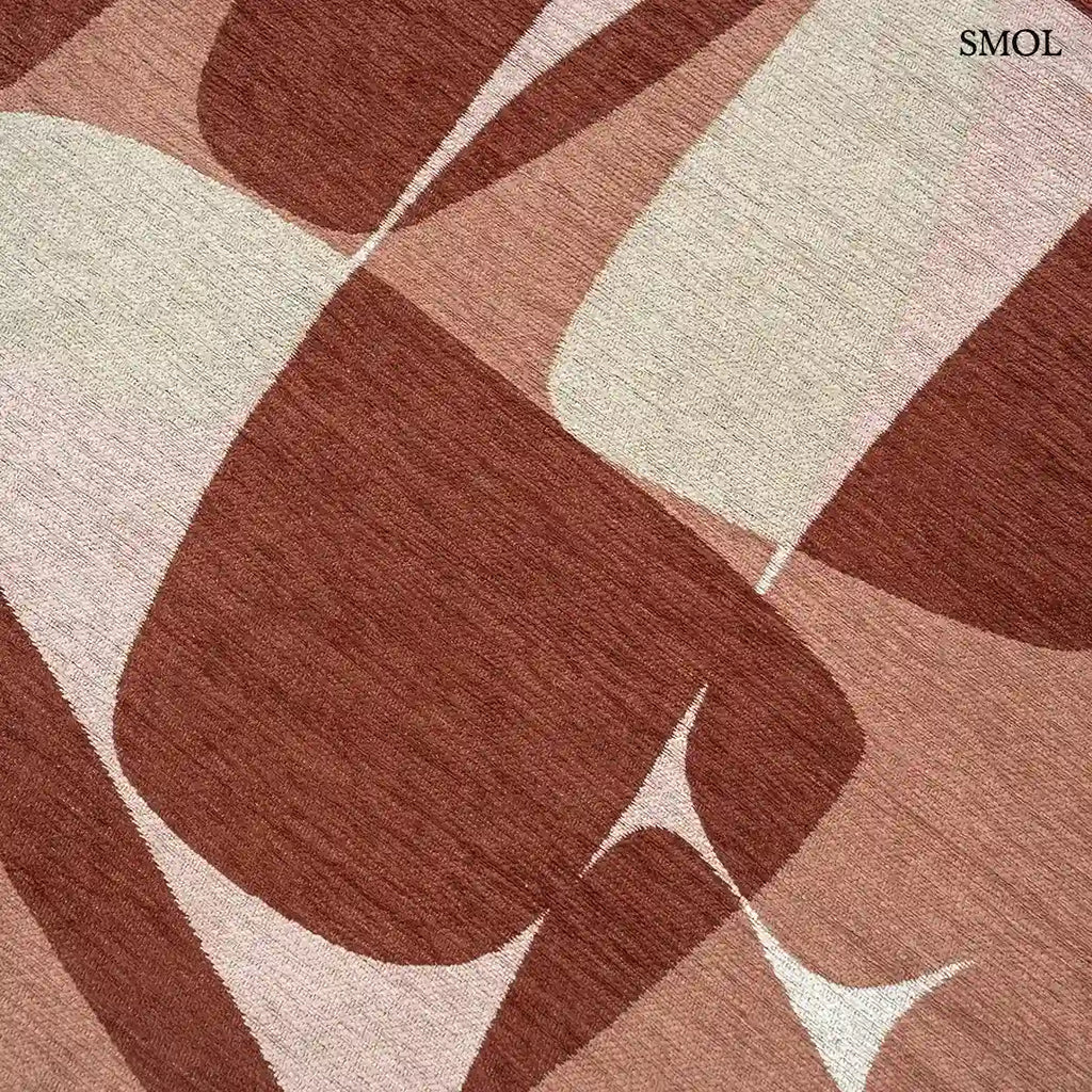 ECO RUG CHERRY MOCHA terrakotta kavics mintás szőnyeg, rétegzett áttetsző forma, minta