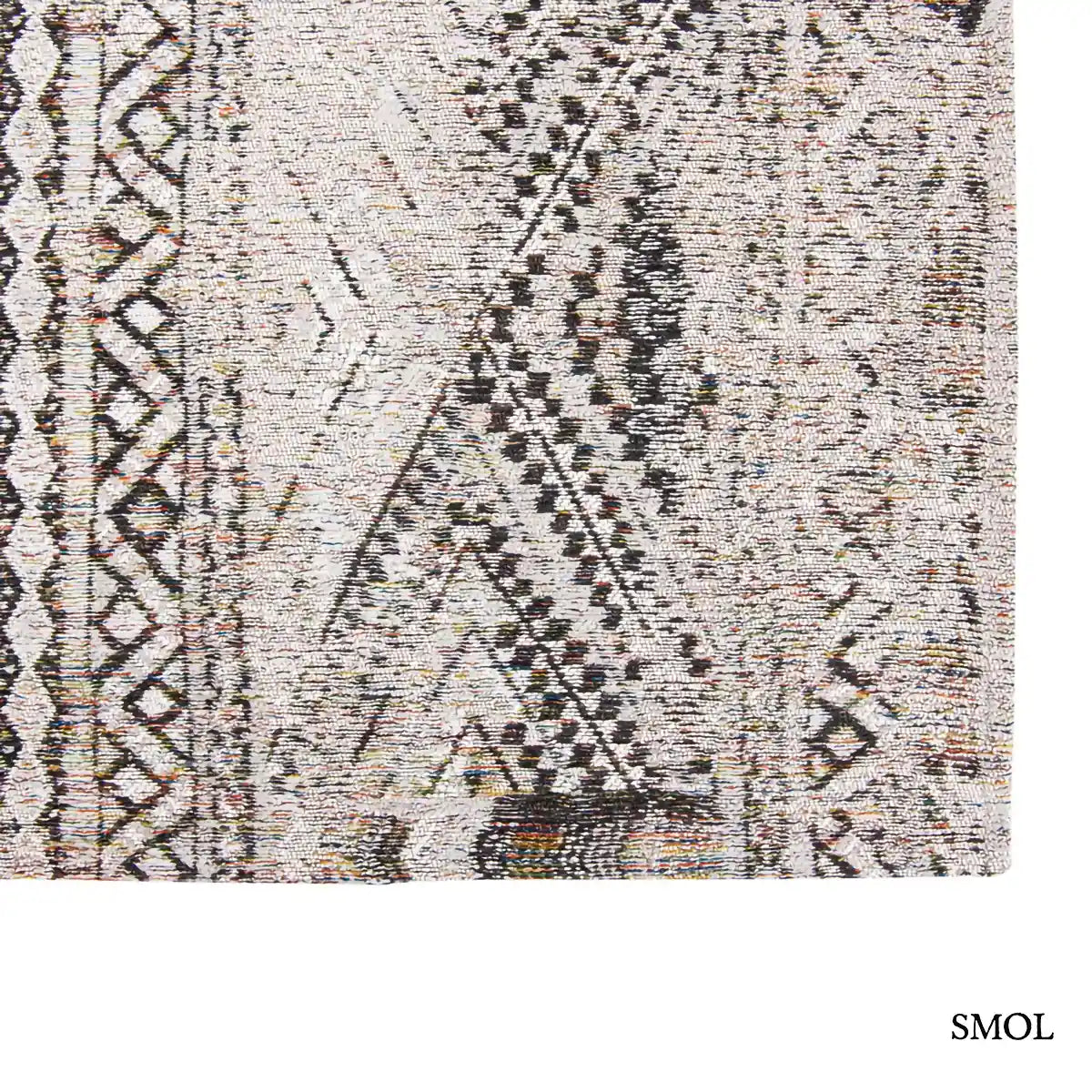 ECO RUG MEDINA WHITE kilim mintás szőnyeg fehér alapon szürke-barna halvány geometrikus mintával, szegély