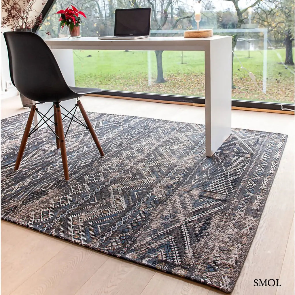 Szőnyeg – kilim minta, fekete-barna | ECO RUG BLACK RABAT