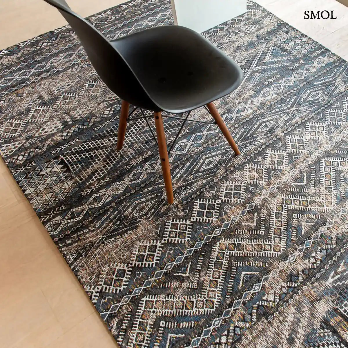 Szőnyeg – kilim minta, fekete-barna | ECO RUG BLACK RABAT