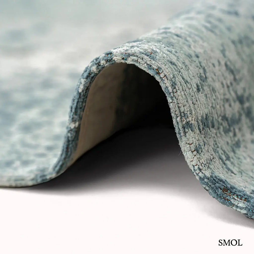 ECO RUG NEPTUNE mélykék kráteres mintás szőnyeg, vastagság nagyítva