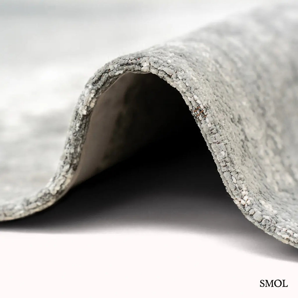 ECO RUG VENUS puha szürke kráteres mintás szőnyeg, vastagság nagyítva