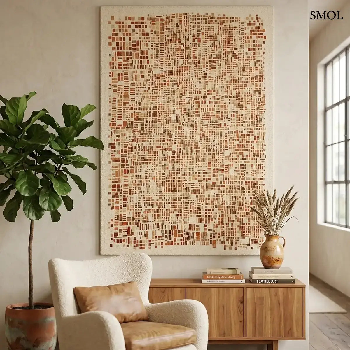 ECO RUG PUMPKIN narancs mozaikos mintás szőnyeg, falon