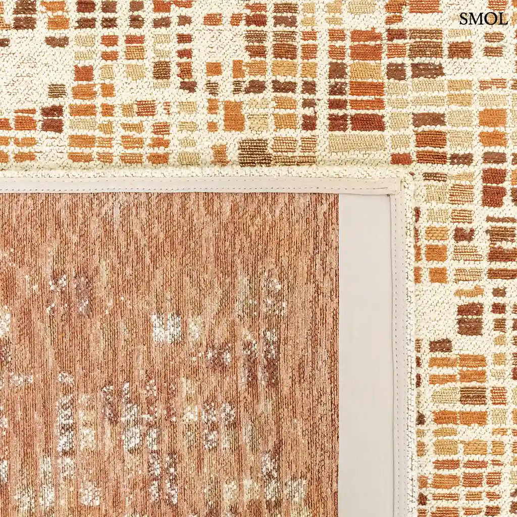 ECO RUG PUMPKIN narancs mozaikos mintás szőnyeg, felhajtott sarokkal