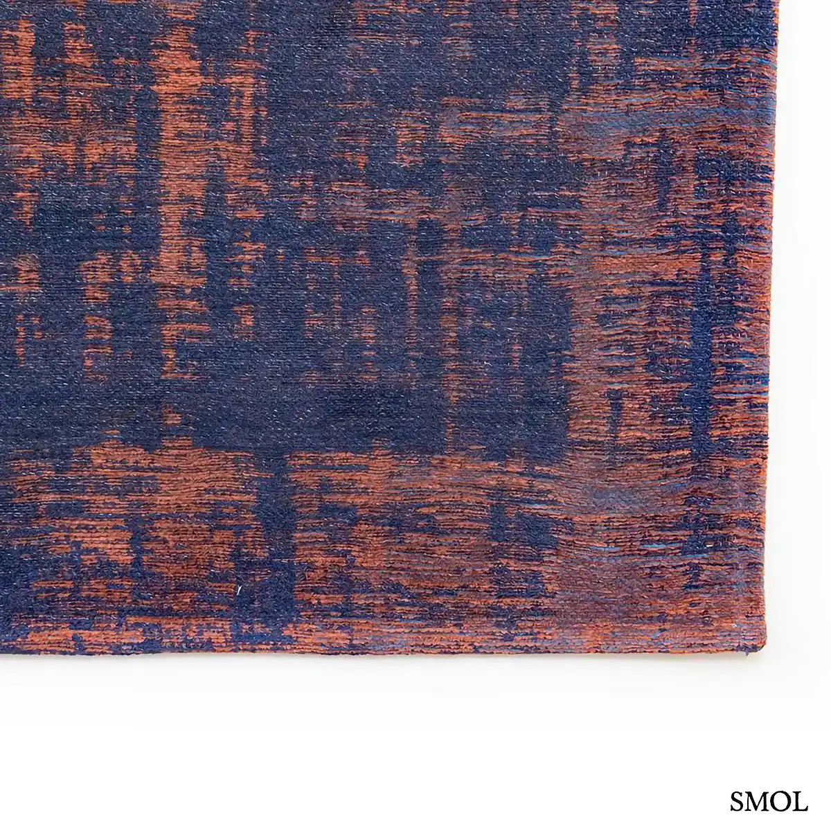 ECO RUG SUNSET BLUE kék-rozsda patinás mintás szőnyeg, szegély nagyítva