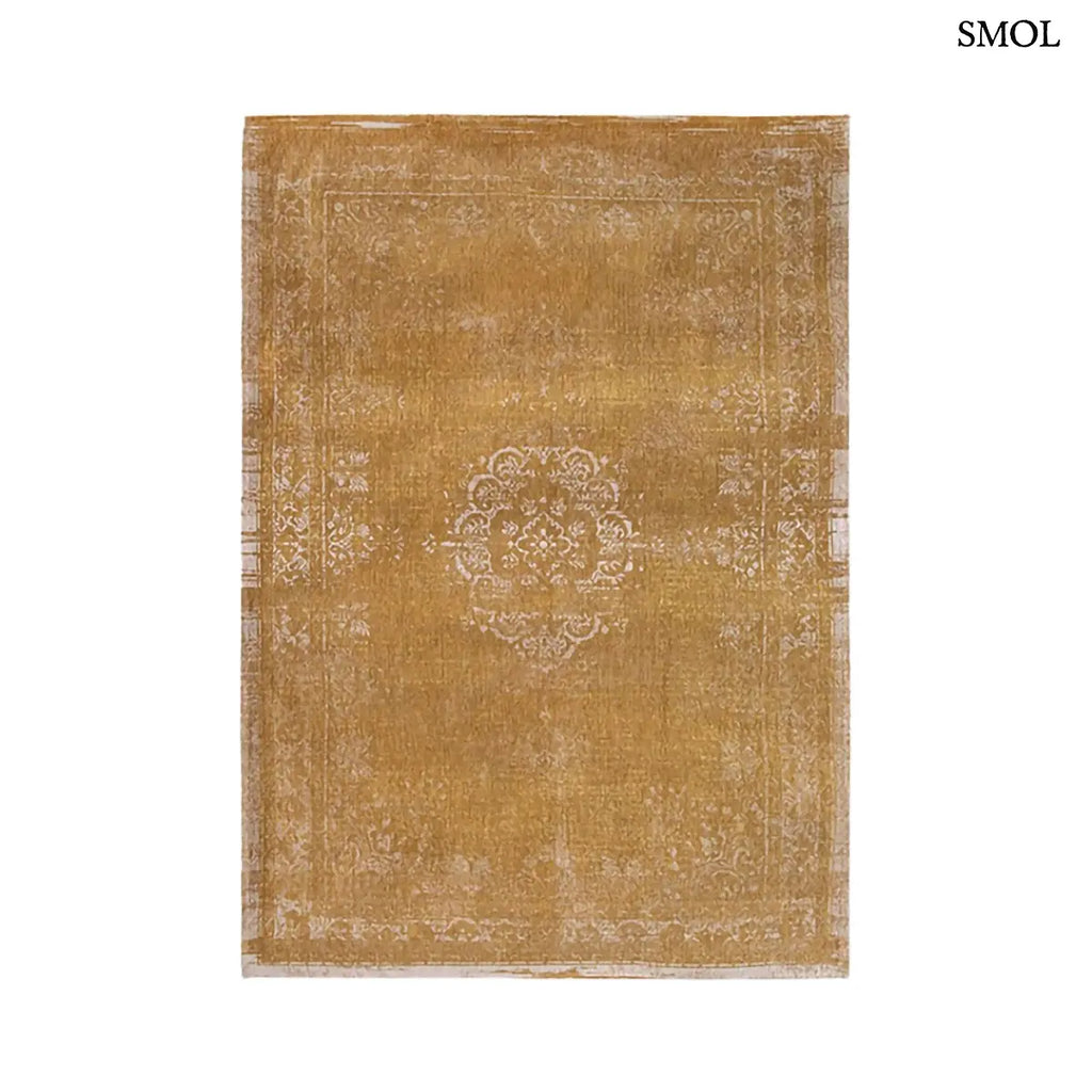 ECO RUG SPRING MOSS perzsa mintás szőnyeg barna tónusokban, vintage hatással, jacquard szövés, pamut-gyapjú-poliészter, fehér háttérrel