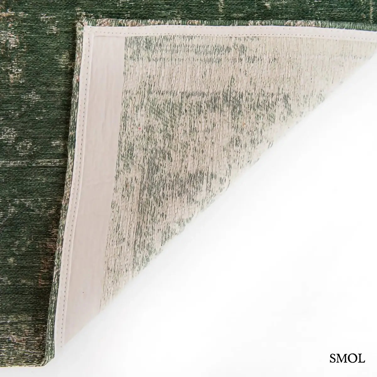 ECO RUG MAJESTIC FOREST perzsa mintás szőnyeg erdőzöld tónusokban, vintage hatással, jacquard szövés, pamut-gyapjú-poliészter, sarok felhajtva
