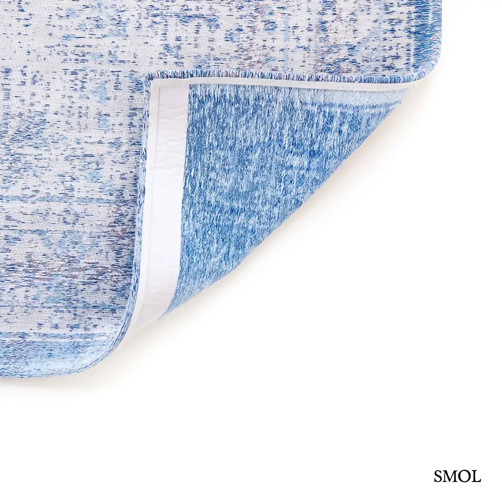 ECO RUG GREY JEANS perzsa mintás szőnyeg szürkéskék tónusokban, vintage hatással, jacquard szövés, pamut-gyapjú-poliészter, felhajtott sarokkal