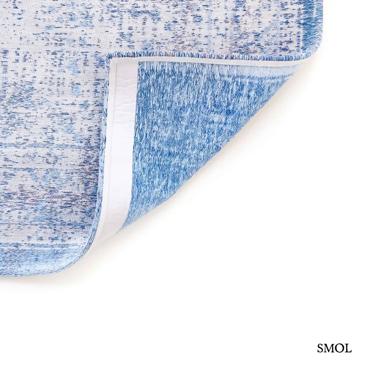 ECO RUG GREY JEANS perzsa mintás szőnyeg szürkéskék tónusokban, vintage hatással, jacquard szövés, pamut-gyapjú-poliészter, felhajtott sarokkal