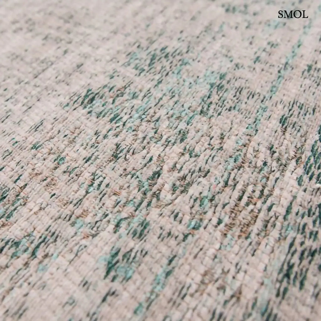 ECO RUG JADE OYSTER perzsa mintás szőnyeg türkizzöld tónusokban, krémszürke alapon, vintage hatással, jacquard szövés, minta nagyítva