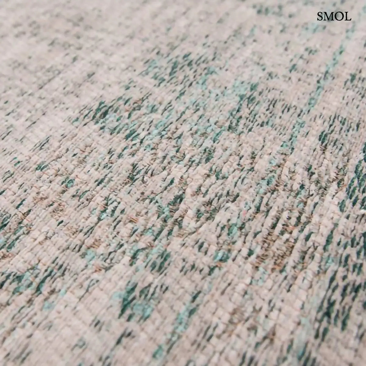 ECO RUG JADE OYSTER perzsa mintás szőnyeg türkizzöld tónusokban, krémszürke alapon, vintage hatással, jacquard szövés, minta nagyítva