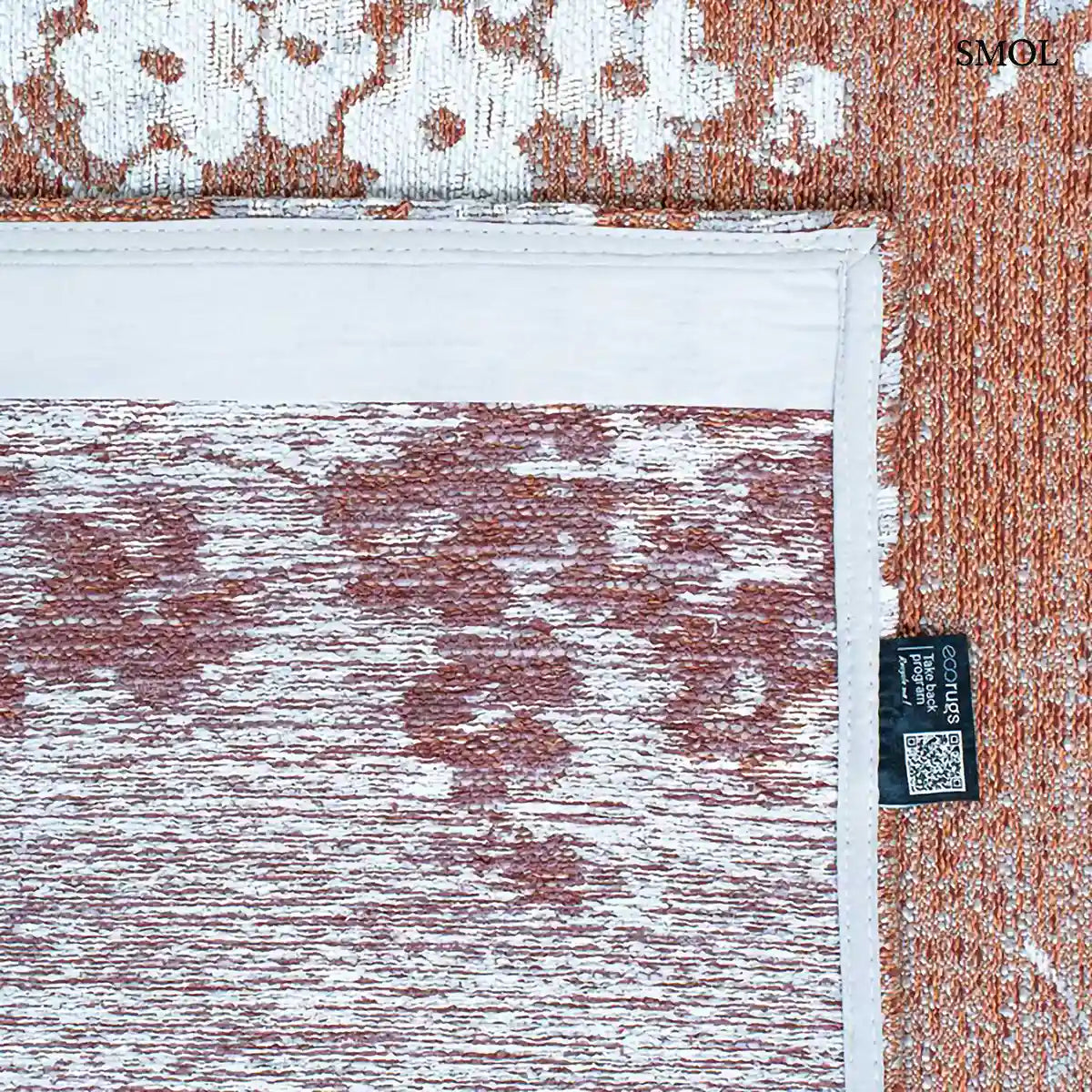 ECO RUG COPPER PINK rózsaszín sakura mintás szőnyeg japán cseresznyevirág motívumokkal, lapos szövés, 3 mm – kül- és beltéri, felhajtott sarokkal