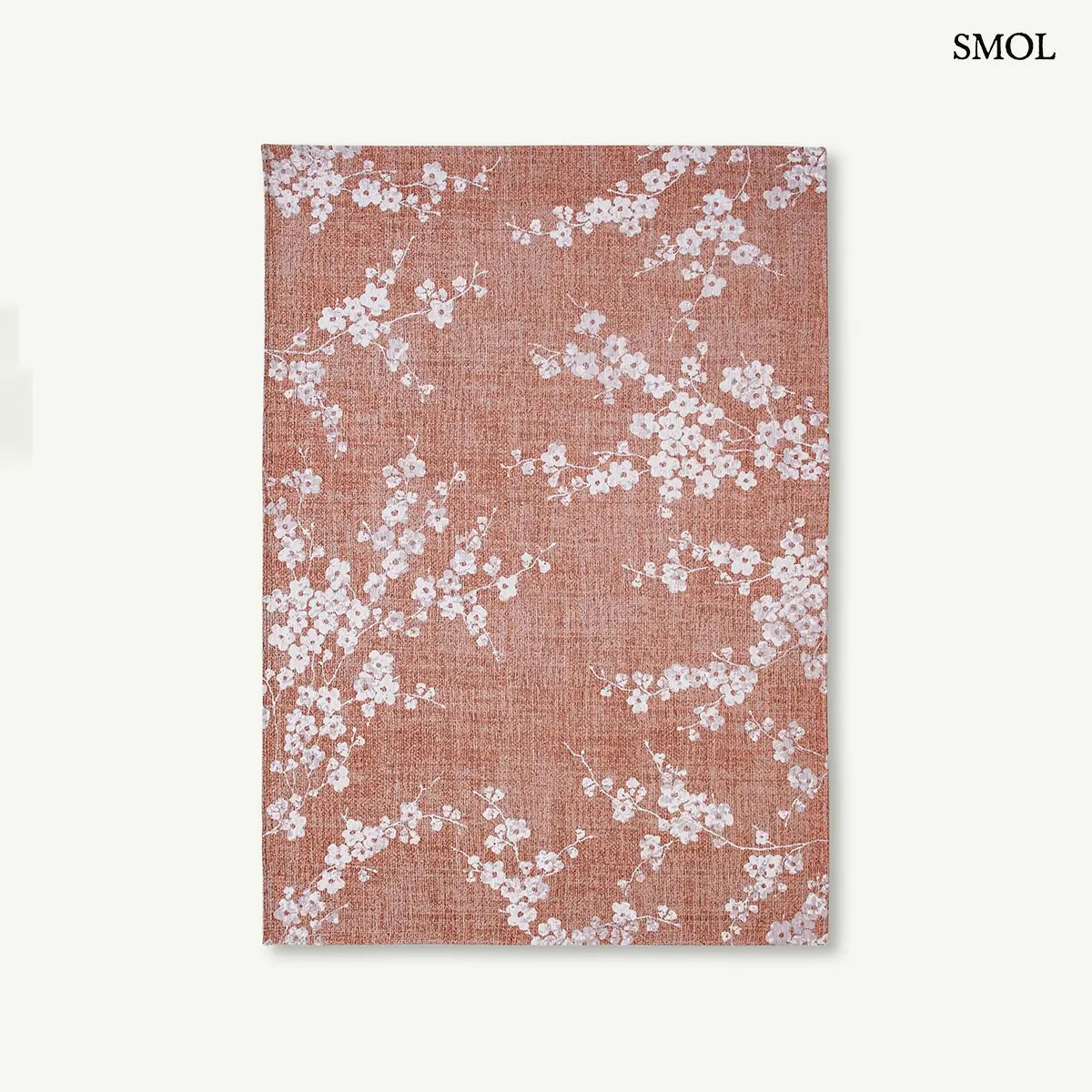 ECO RUG COPPER PINK rózsaszín sakura mintás szőnyeg japán cseresznyevirág motívumokkal, lapos szövés, 3 mm – kül- és beltéri, fehér háttérrel