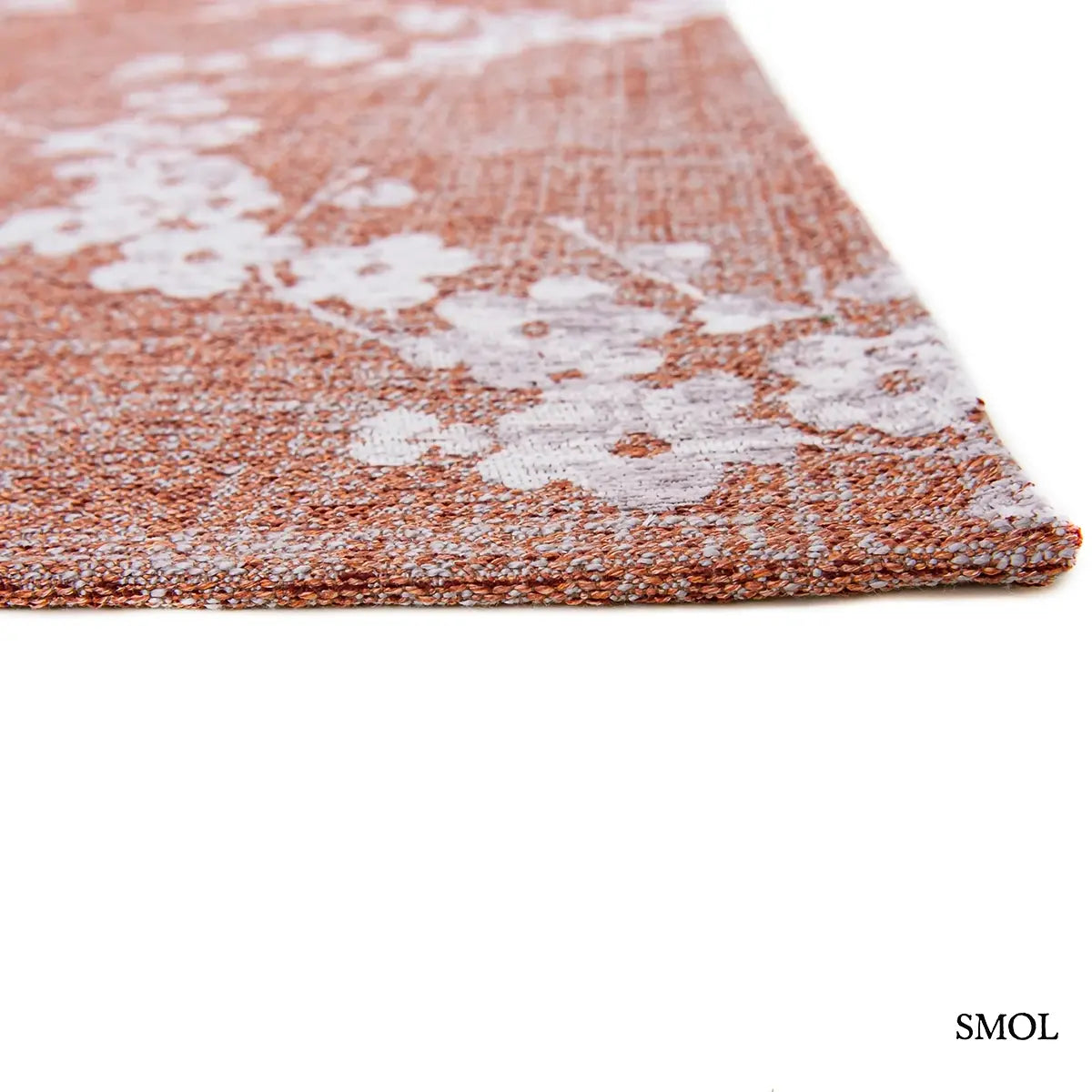 ECO RUG COPPER PINK rózsaszín sakura mintás szőnyeg japán cseresznyevirág motívumokkal, lapos szövés, 3 mm – kül- és beltéri, szegély nagyítva