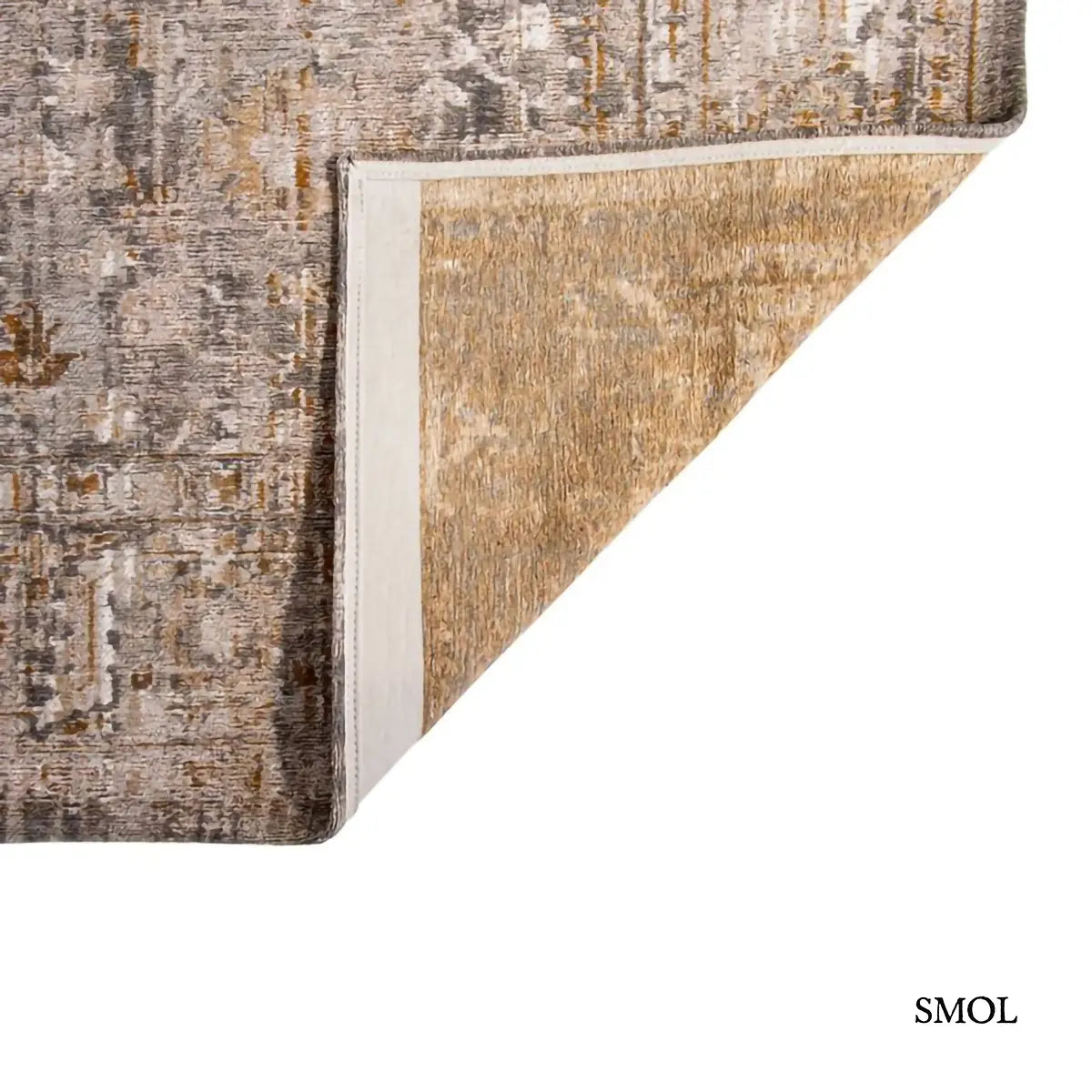 ECO RUG SULEIMAN GREY vintage török mintás szőnyeg szürke-arany kombinációban, koptatott Ushak mintával, felhajtott sarokkal