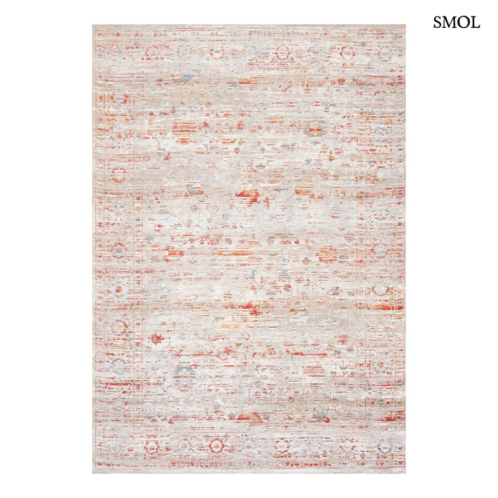 ECO RUG GALATA SUNSET vintage török mintás szőnyeg terrakotta-krém kombinációban, koptatott felülettel, újrahasznosított poliészter, fehér háttérrel