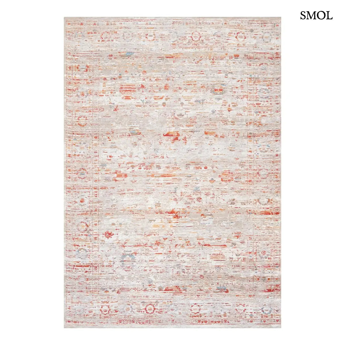 ECO RUG GALATA SUNSET vintage török mintás szőnyeg terrakotta-krém kombinációban, koptatott felülettel, újrahasznosított poliészter, fehér háttérrel