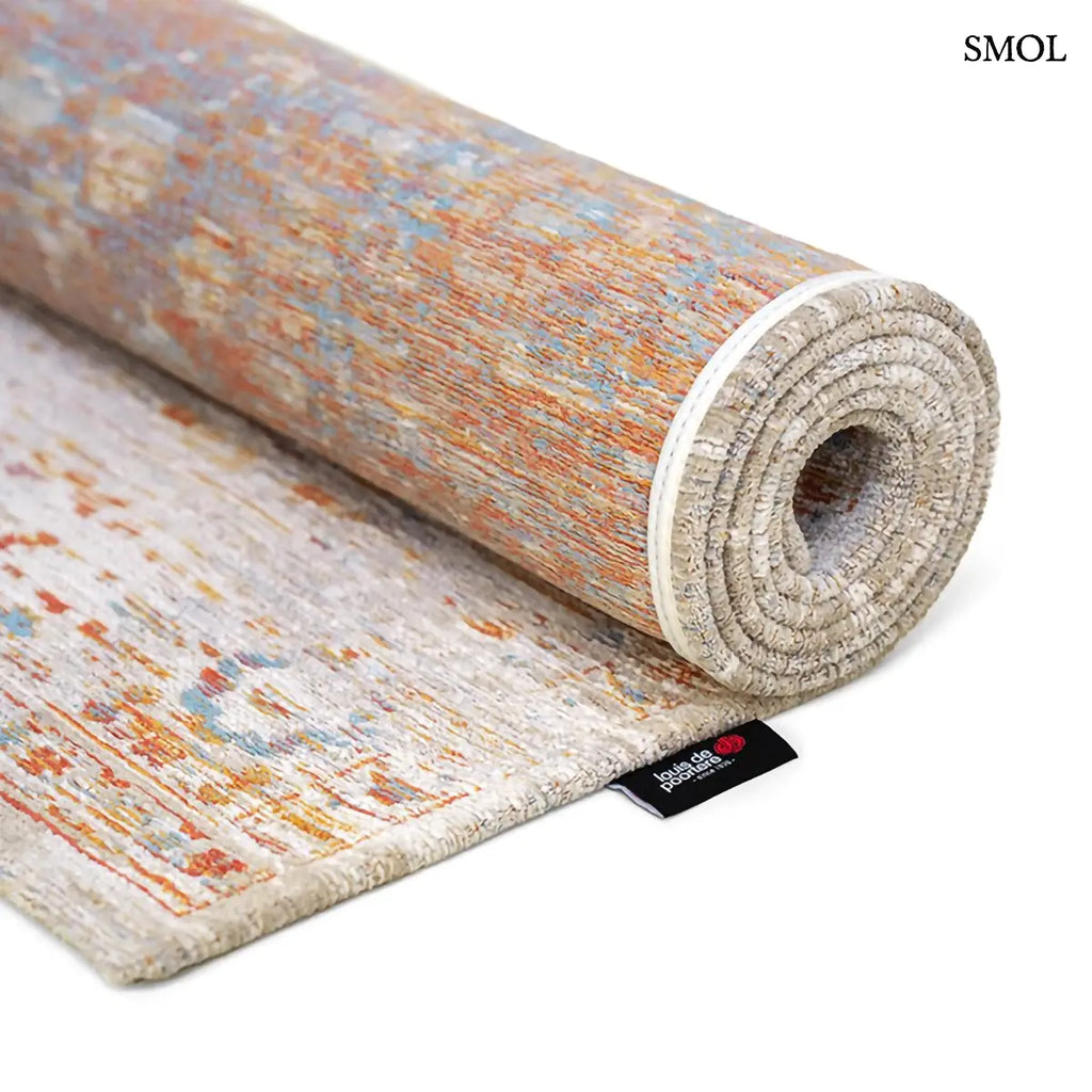 ECO RUG GALATA SUNSET vintage török mintás szőnyeg terrakotta-krém kombinációban, koptatott felülettel, újrahasznosított poliészter, feltekerve