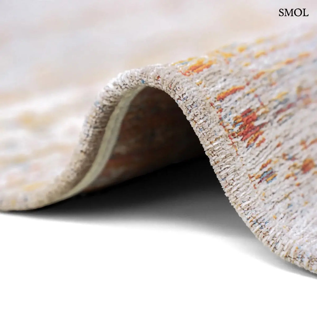 ECO RUG GALATA SUNSET vintage török mintás szőnyeg terrakotta-krém kombinációban, koptatott felülettel, újrahasznosított poliészter, hullámosan