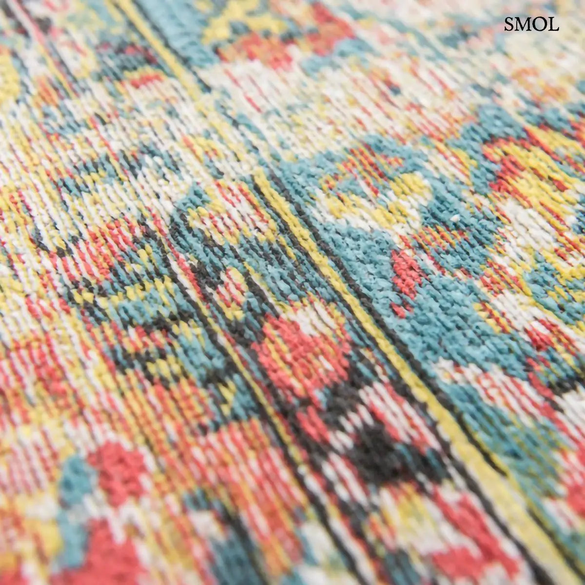 ECO RUG JANISERRY MULTI virágos perzsa mintás szőnyeg krém alapon sokszínű Bakhtiari motívumokkal, koptatott hatással, minta nagyítva