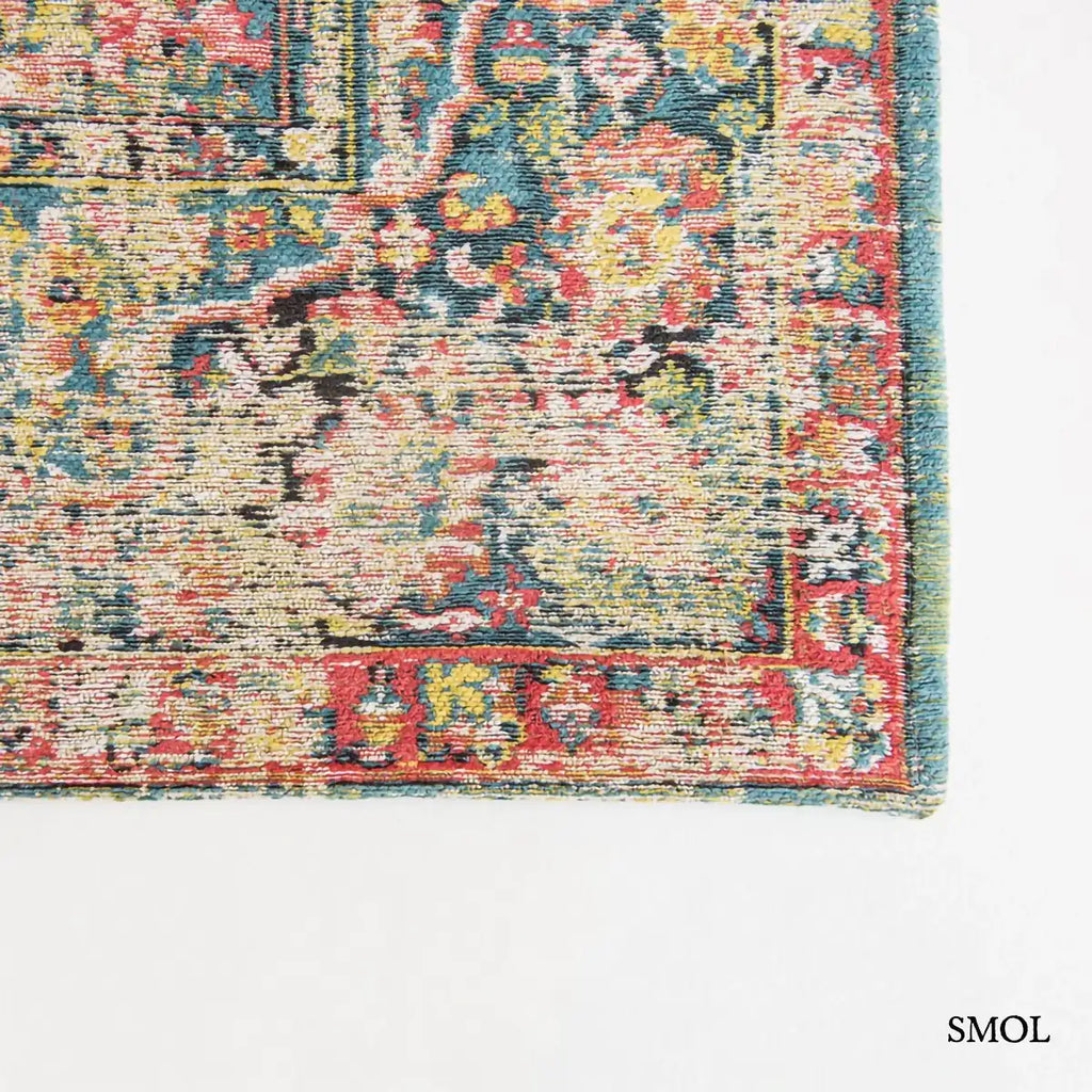 ECO RUG JANISERRY MULTI virágos perzsa mintás szőnyeg krém alapon sokszínű Bakhtiari motívumokkal, koptatott hatással, szegély