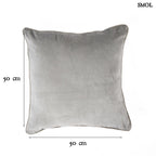 Szürke Bársony Díszpárnahuzat 50x50 | VELVET CRUSH | SMOL - méretekkel
