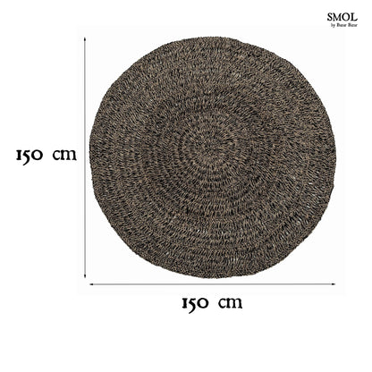 smol.hu -TANIA, kerek, fekete tengerifű szőnyeg, ⌀150 cm méretekkel