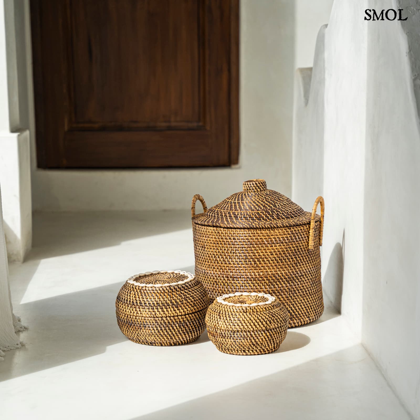 TANOTO, rattan kosár, ⌀ 40 cm - smol.hu