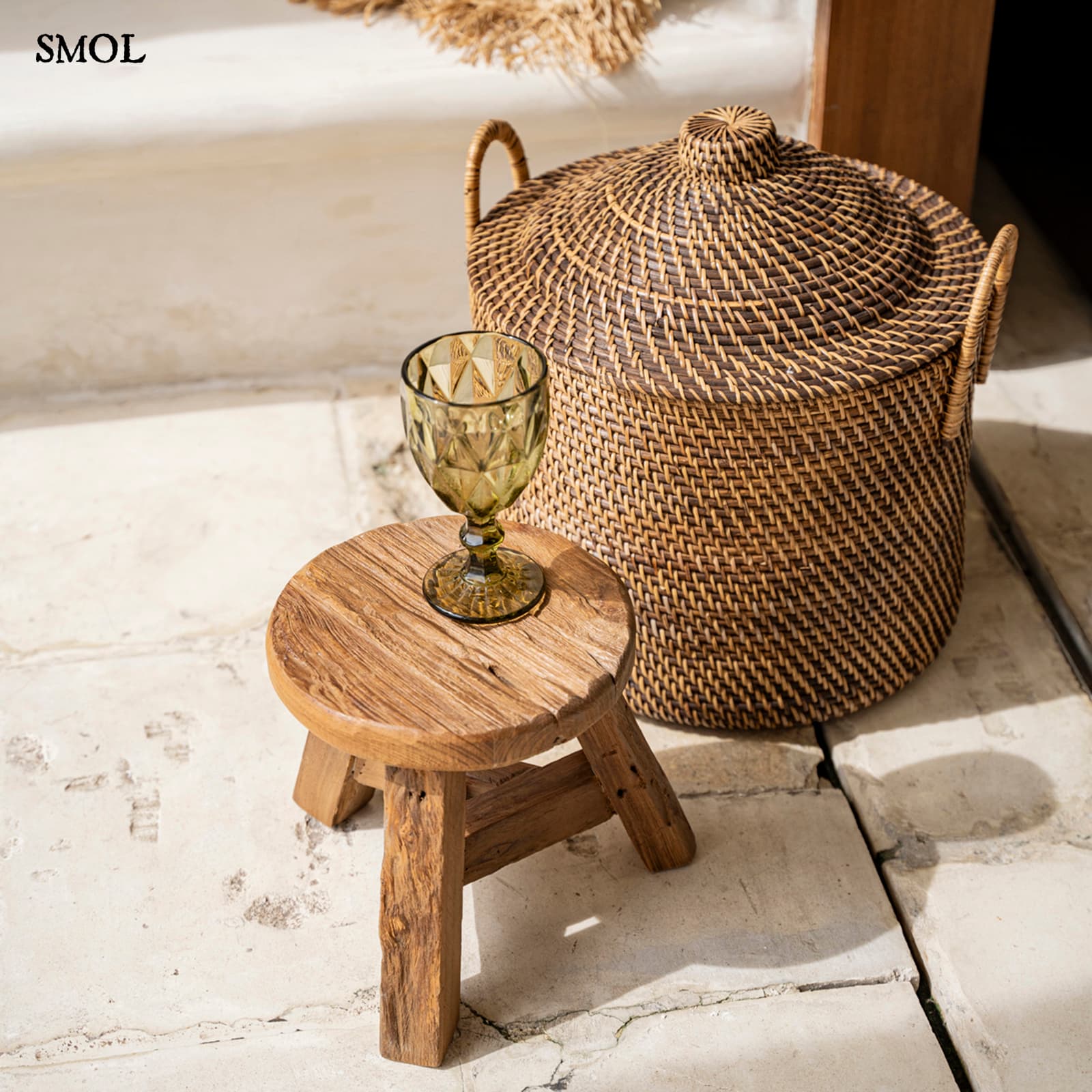 TANOTO, rattan kosár, ⌀ 40 cm - smol.hu